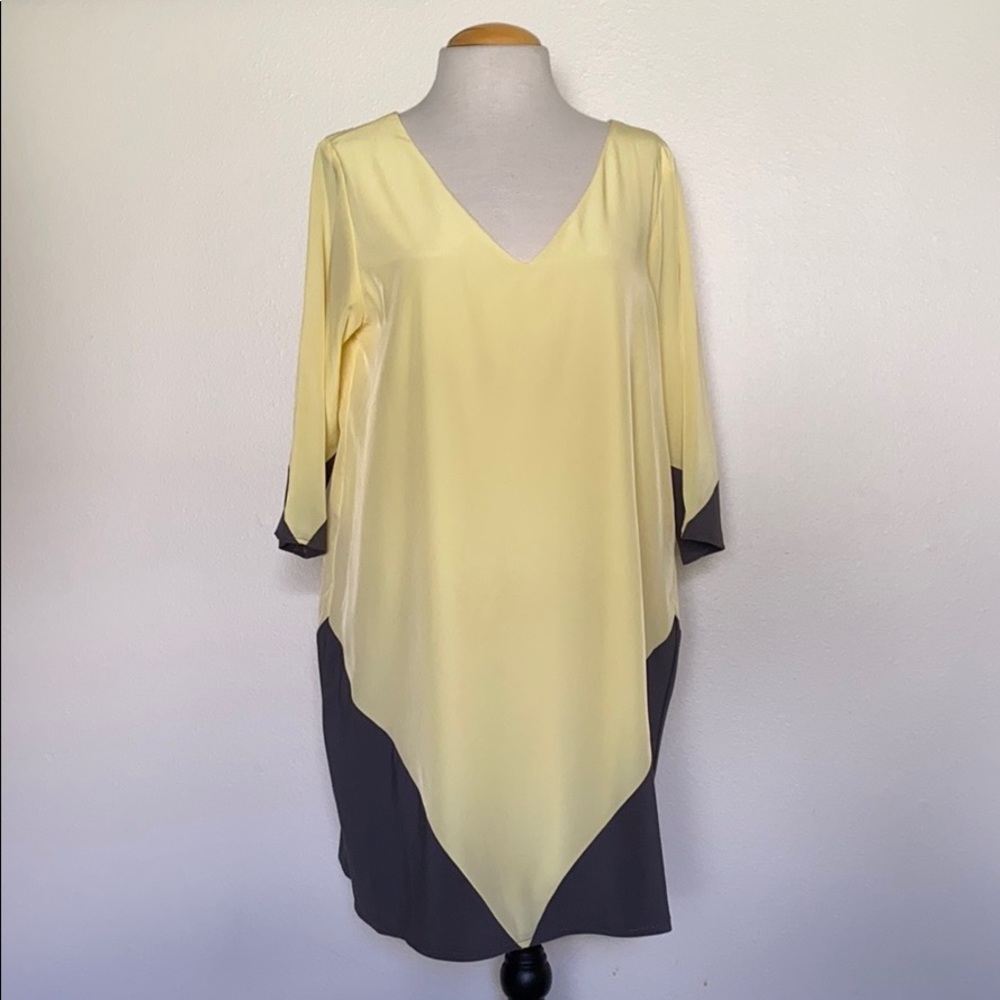 Coveted Clothing yellow/Grey  V Neck dress